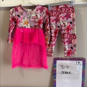 Pink and Purple Long Sleeve Dress with Leggings